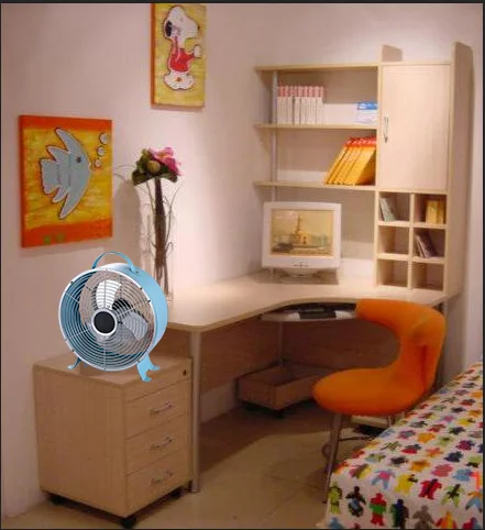 AC DC Clock fan 9 inches mini fan HJ-9UC convenience solar fan 12V 2 SPEEDS