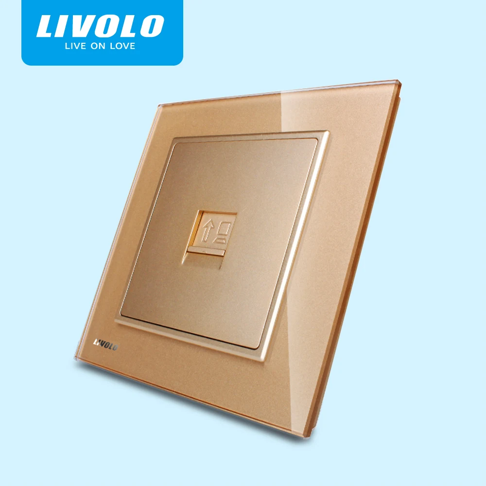 Livolo VL-W291C-13 оптовая продажа Горячая продажа компьютерная розетка Золотая настенная розетка