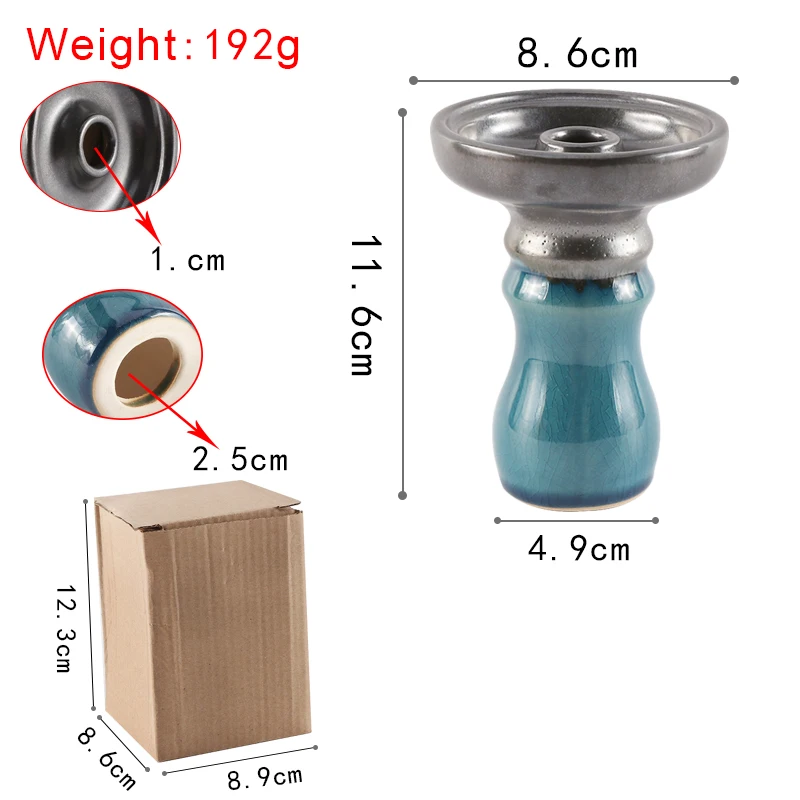 Erliao Blue Color One Hole Ceramic Head Pot Personalized Handmade Ceramic Hookah Clay Bowl Fashion Design Hookah Bowl