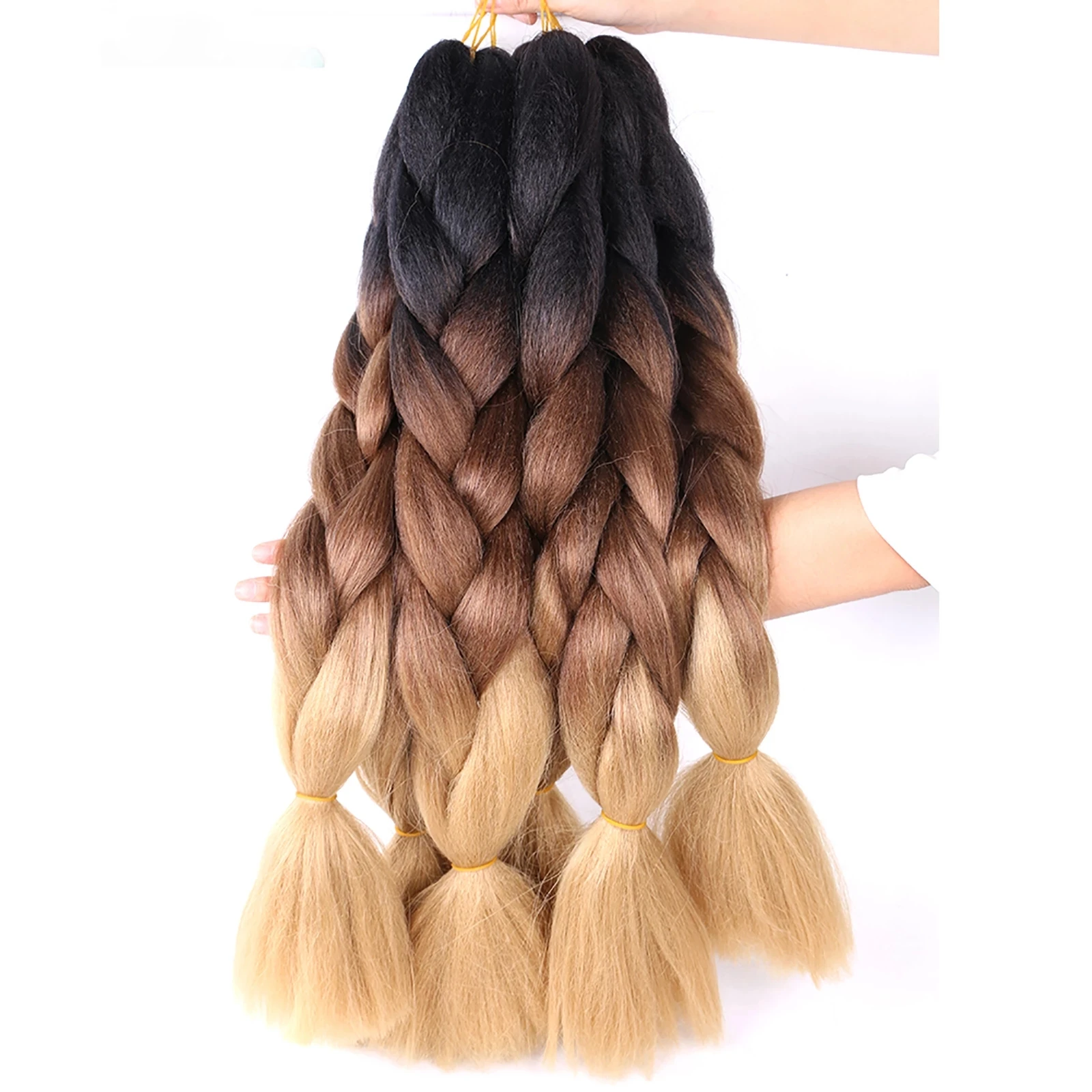 
Wholesale Three Color 24 Inches 100g Crochet Twist Synthetic Braids Ombre Expression Braiding Braid Hair Extension 