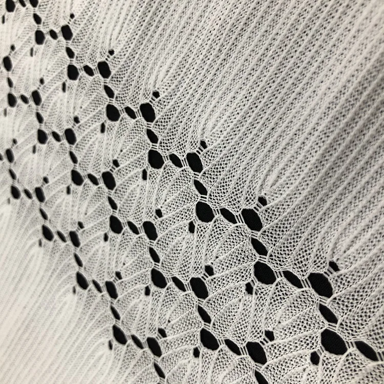 Manufacture Hot Sell Jacquard Fabric Knitting Crochets Polyester Open Weave Crochet Warp Knit Fabrics Crochet Fabric For Dress