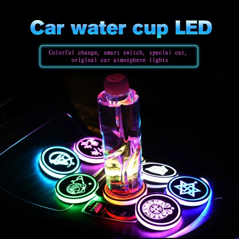 Newly Design Car Interior Accessories LED Luminous Cup Bottle Drinks Mat Water Cup Pads Holder Coaster