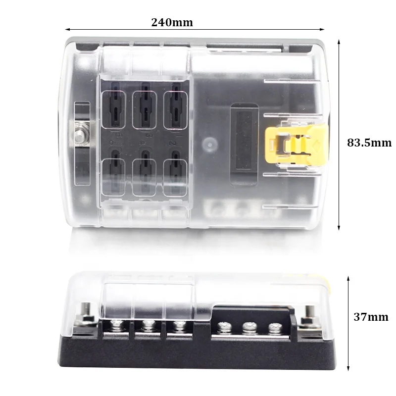 ST Blade ATO / ATC Fuse Blocks fuse Holder Negative pole 12V 24V 6 way Yellow cover fuse Box for car boat marine