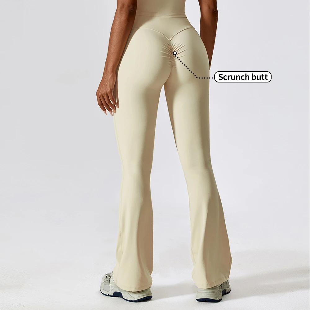 High Quality Tummy Control V Shape Bootcut Buttery Soft Fitness Custom Workout Yoga Scrunch Butt Flare Leggings For Women