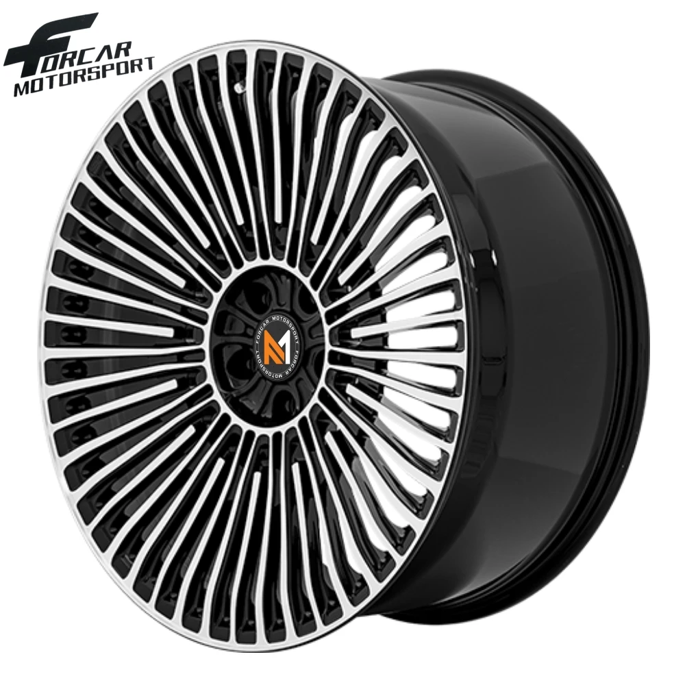 Black and Silver Machined Face 5 Holes High Quality Customization Forged Alloy Wheels For Sale