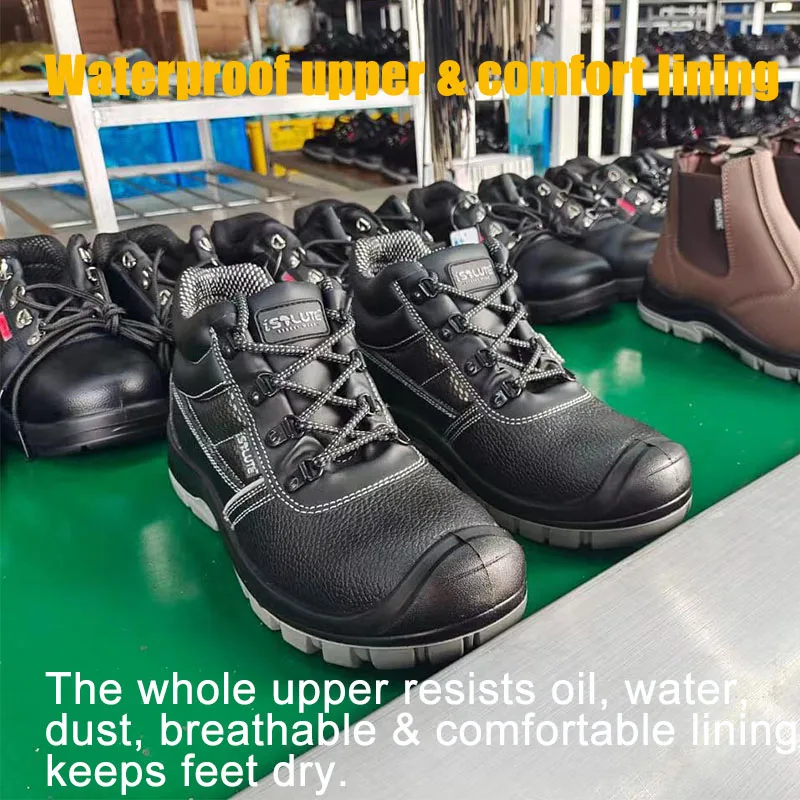 Quality assurance safety shoes for men genuine leather steel toe shoes construction mens safety boots