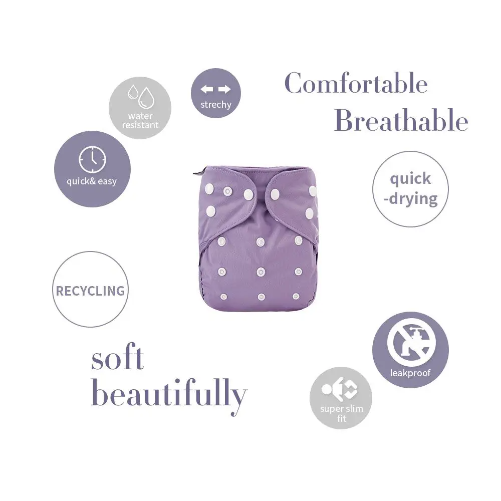 Happy flute bamboo Baby Diapers 1 Pack One Size Adjustable Washable Reusable Diaper Cover for Baby Girls and Boys