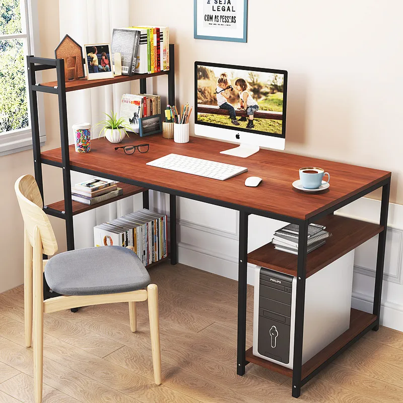 
Computer Desk Study Writing Table for Home Office, Industrial Simple Style PC Desk, Black Metal Frame kids desk 