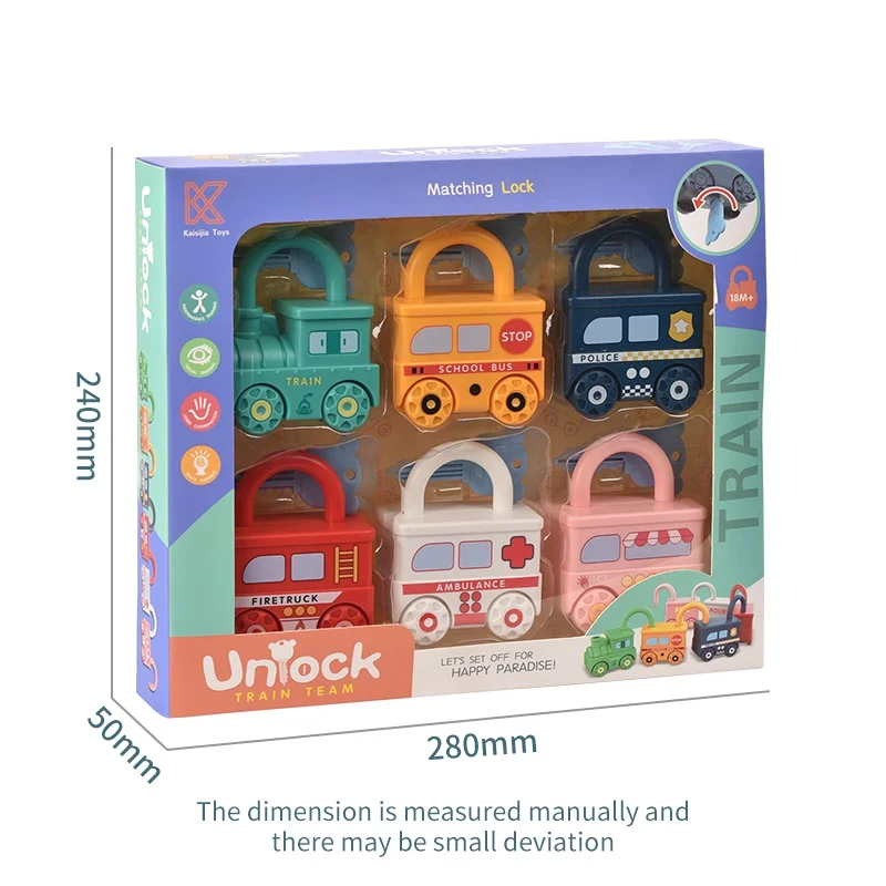 Kids Educational Digital Matching Key Toy Mentessori Lock Key Toy Unlock Teaching Aids Train Team Game for Kids