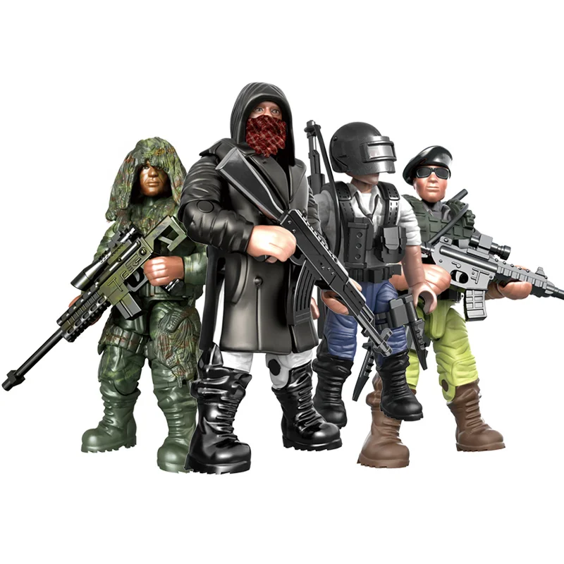 Мини пластик Военная Униформа база DIY Airborne Raid солдаты игрушечные лошадки войны Конструкторы