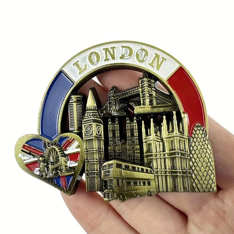 World Tour 3D Metal Tourist Fridge Magnets France, Britain, Germany, Italy, And India Souvenir With Magnetic