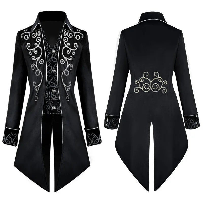 Men Medieval Victorian Costume Tuxedo Gentleman Tailcoat Gothic Steampunk Trench Vintage Frock Outfit Coat for Men