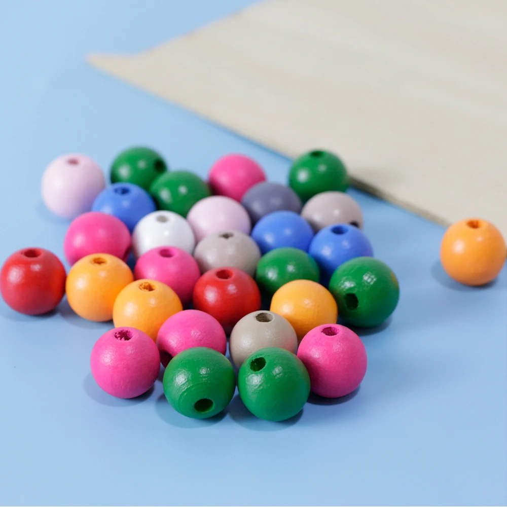 Wholesale Natural 10MM Round Wooden Teether Beads for Jewelry Making Baby Custom OEM Wood