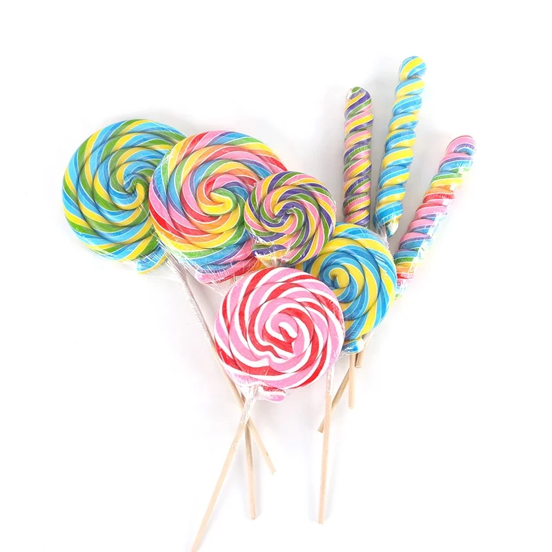 Tropical fruit Flavor Handmade Unicorn shape Solid Swirl Stick Lollipop Candy