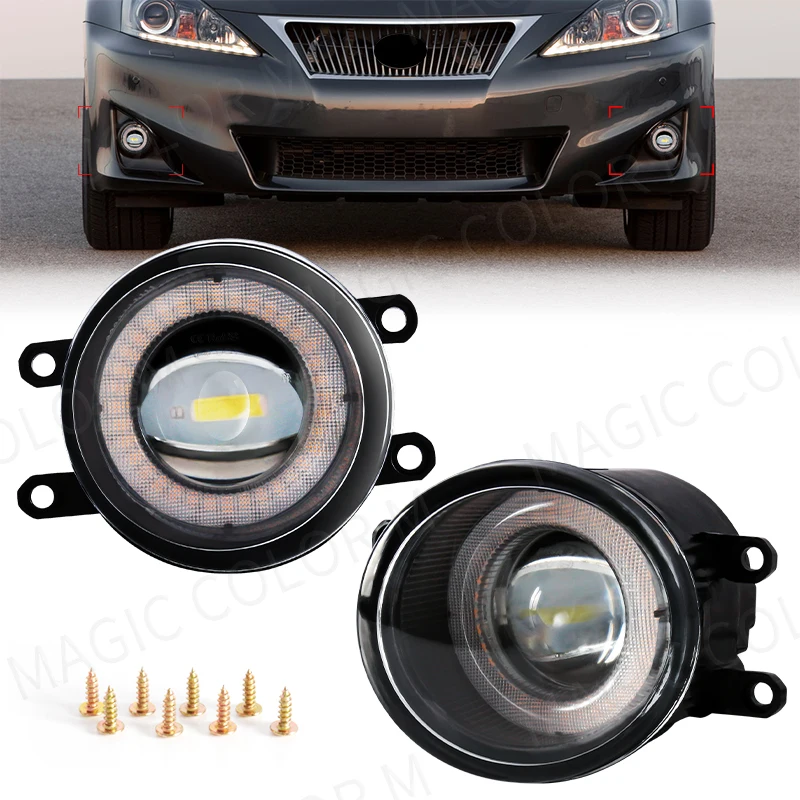 Waterproof Led Angel Eye White Red Amber Blue auto Fog Lamp Daytime Running driving light DRL For Toyota Prius Highlander C-HR