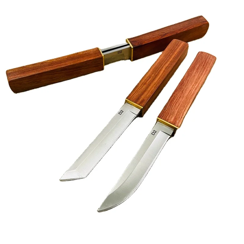 2025 NEW PL Southeast Asia Hot selling Twin drop tanto blade hunting knife D2 Steel fixed blade knife Self-defense EDC knife