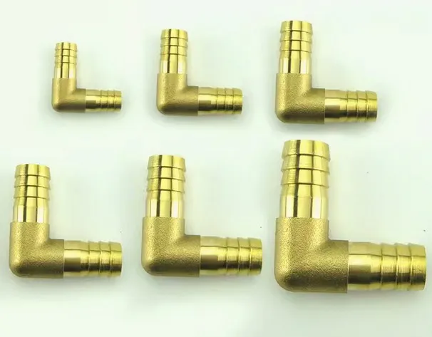 Brass Hose Barb Fitting  barbed ends  90 Degree Elbow Connector L Right Angle Barbed Fitting
