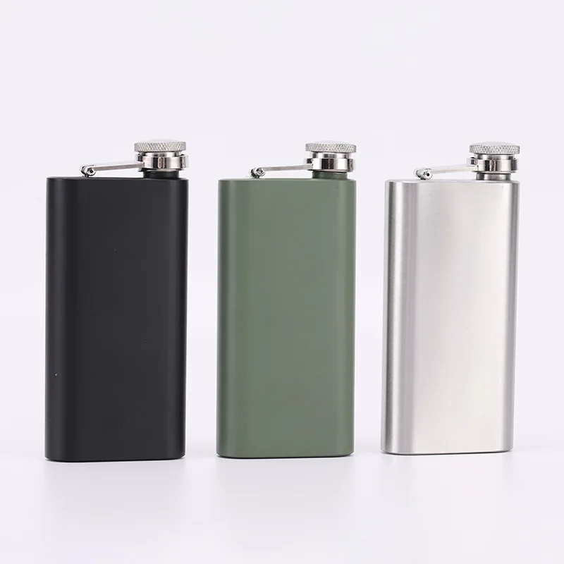 5oz Portable 304 food grade Square Flagon Whiskey Vodka Wine Pot Sublimation Outdoor Hip Flask Black