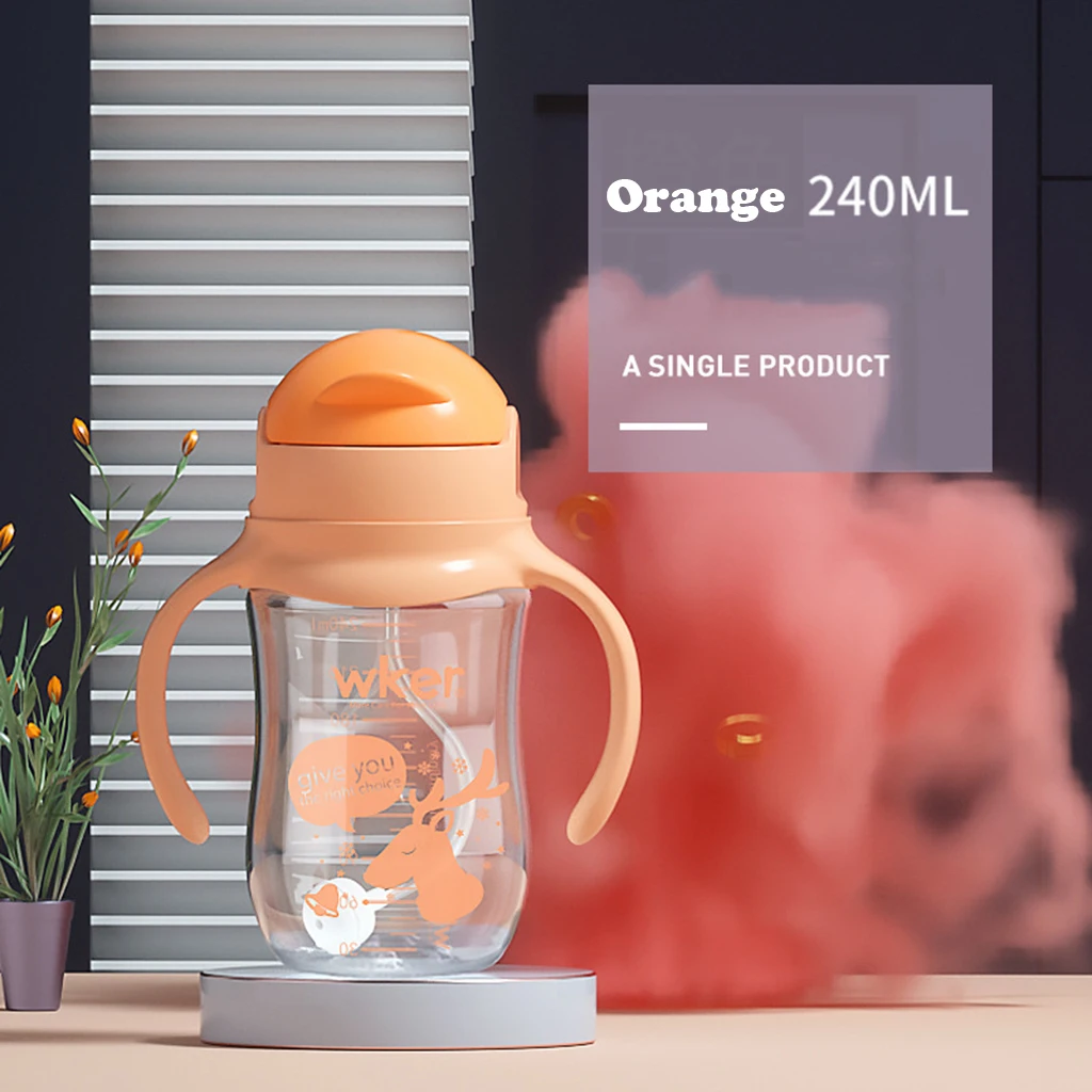 With Cap BPA FREE Cartoon Paper Box PP Silicone Straw Baby Water Bottle