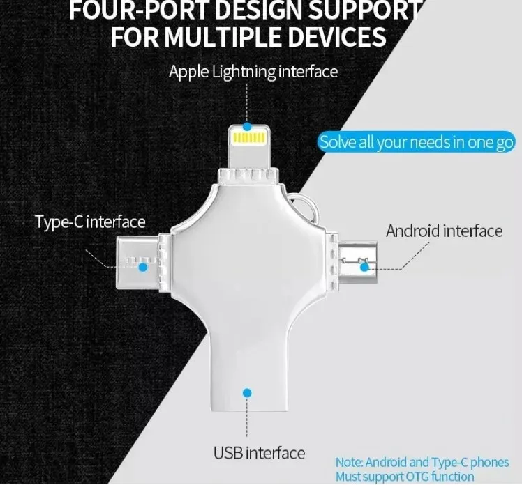 Otg Usb флэш-накопитель для Iphone 256 ГБ 512 Гб 64 3 0 карта памяти внешнее хранилище Ios/Android/Type C/Windows устройства 4 в