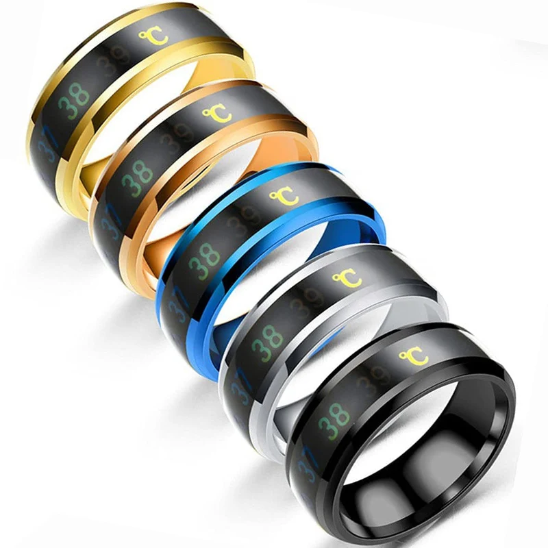 New Technology Design Customized Titanium Steel Smart Intelligent Sensor Body Temperature Ring Couple