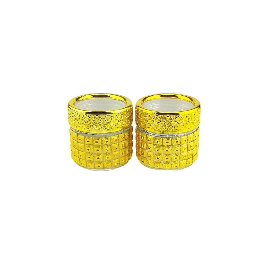 Mini beaded design airtight glass jar for saffron