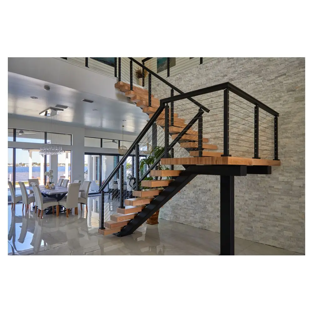 Prima Staircase Cast Iron Panels Hotel Decorative Chandeliers Stainless Steel Glass Railing Modern Stair