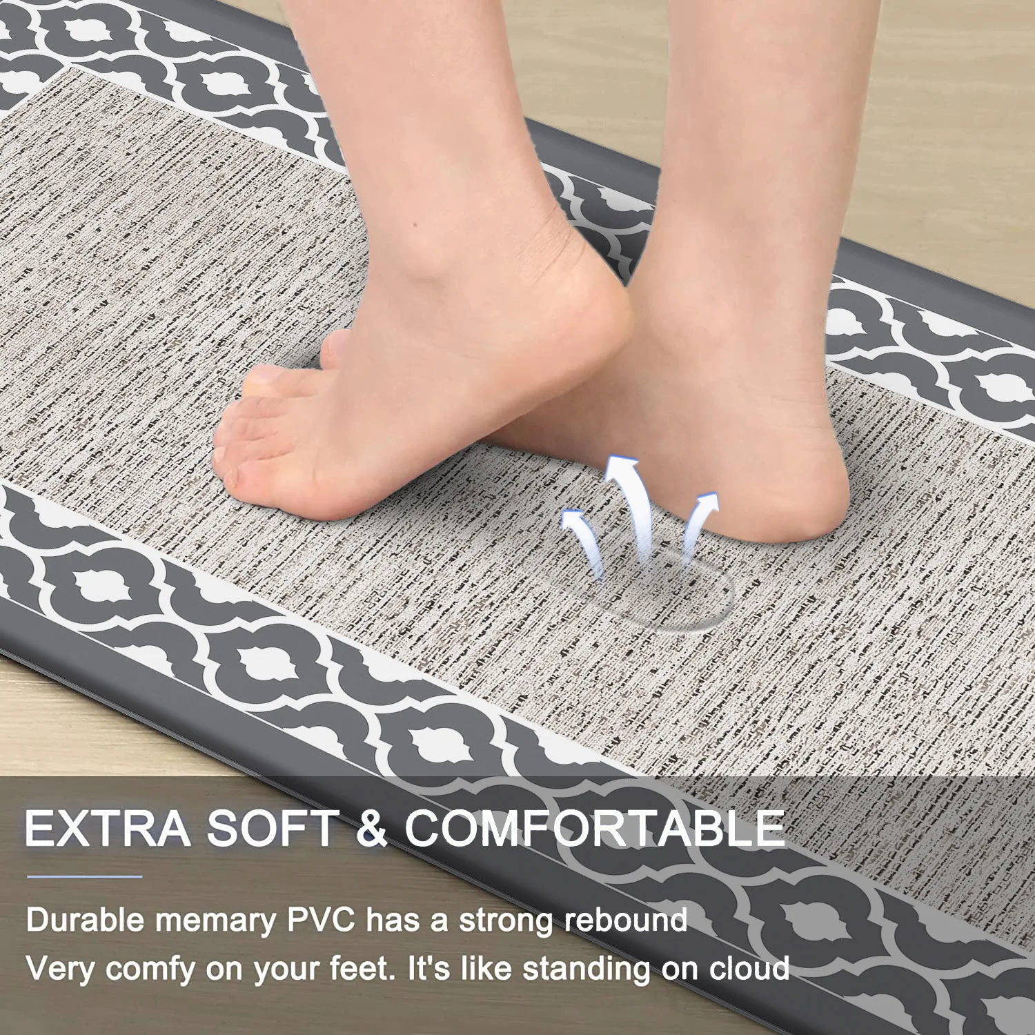 New Design Waterproof Indoor Foot Mat Kitchen Mat Set Of 2 Anti Fatigue Comfort Kitchen Rug Floor Mats
