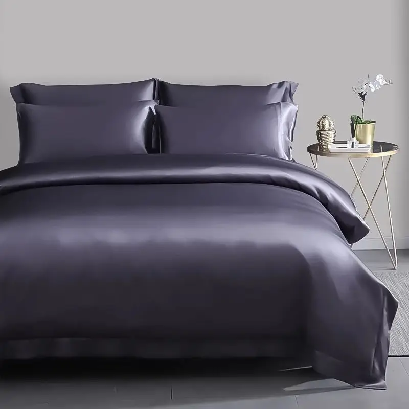 grade 6A 100% Pure Silk Bedding sets Solid Color 4 pcs