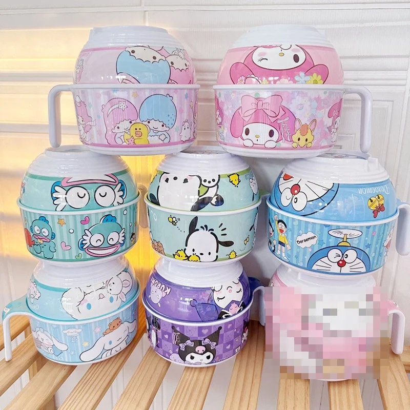 Миска для лапши с ручкой из мультфильма Санриос Детский милый набор 2 предметов посуда миски