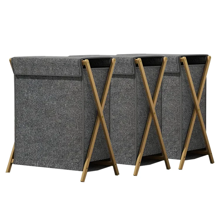Naduo Collapsible Laundry Hamper Bamboo Foldable Laundry Basket with Lid and Handles