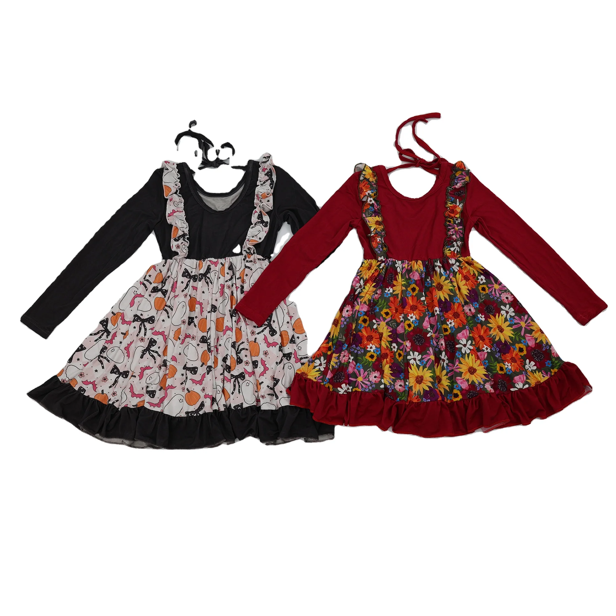 Qingli OEM Customized Girls Dresses Age Group Kids 9 Years Old Long Sleeve Casual Dresses with Autumn Print Knitted Fabric
