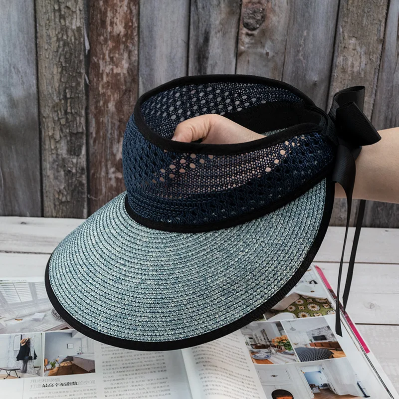 Понравлены женская шляпа с широкими полями Зонт защитой от солнечных лучей складная пляжная соломенная козырьком