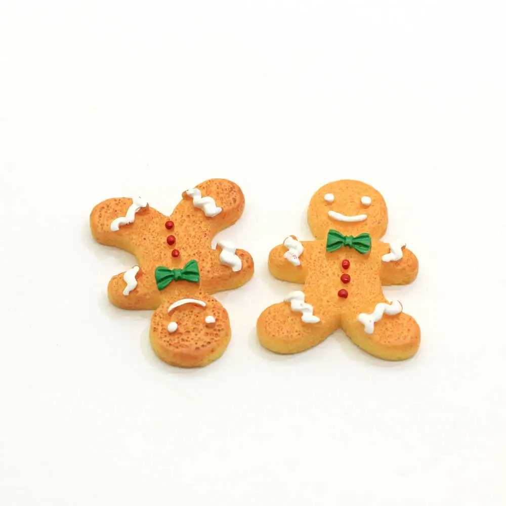 Christmas Gingerbread Cookie Cabochon Resin Flatback Kawaii DIY Craft Decoration