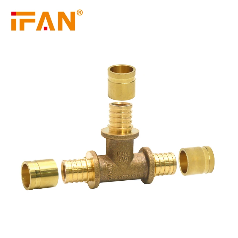IFAN Good Price Pex Pipe Fitting Brass Pex Fitting ISO15875 Male Thread Tee 16-32mm Brass Threaded Fitting