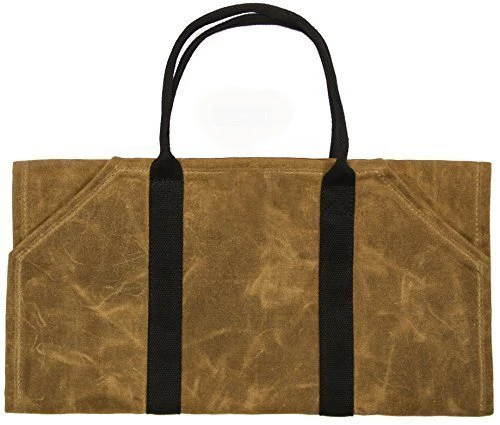 Waxed Canvas Firewood Bag Log Carrier Tote Bag