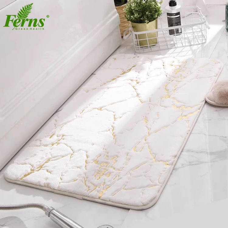Cheap Wholesale Luxury Golden Foiled Rabbit Fur Fluffy Non-slip Absorbent Bath Mat