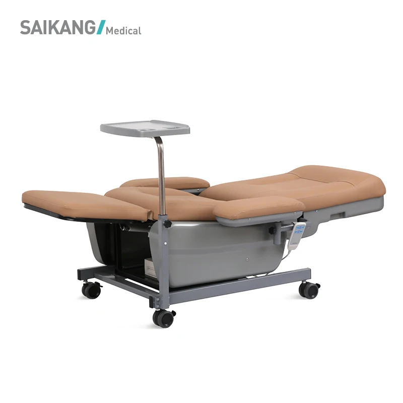 SKE-132 SAIKANG Economic 2 Function Electric Adjustable Patient Transfusion Reclining Dialysis Chair with Wheels