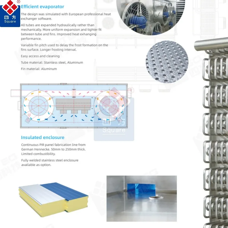 SQUARE quick freezing machine energy-efficient double spiral freezer sale