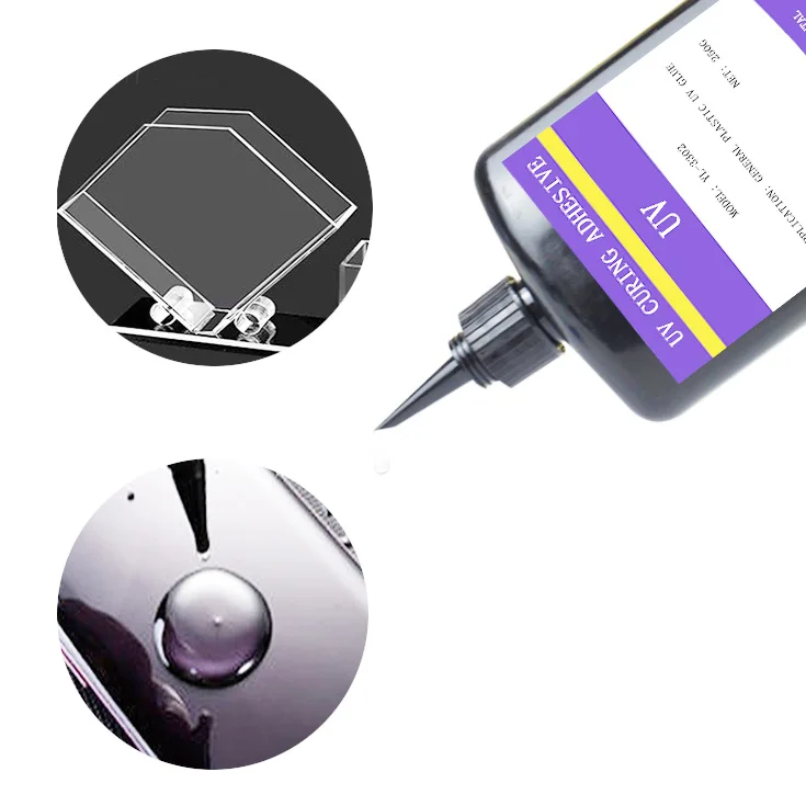 No Trace Strong Quick Dry Pcb/Pc/Pvc/Abs/Ps Curable Liquid Trophy Adhesive Uv Glue For Acrylic