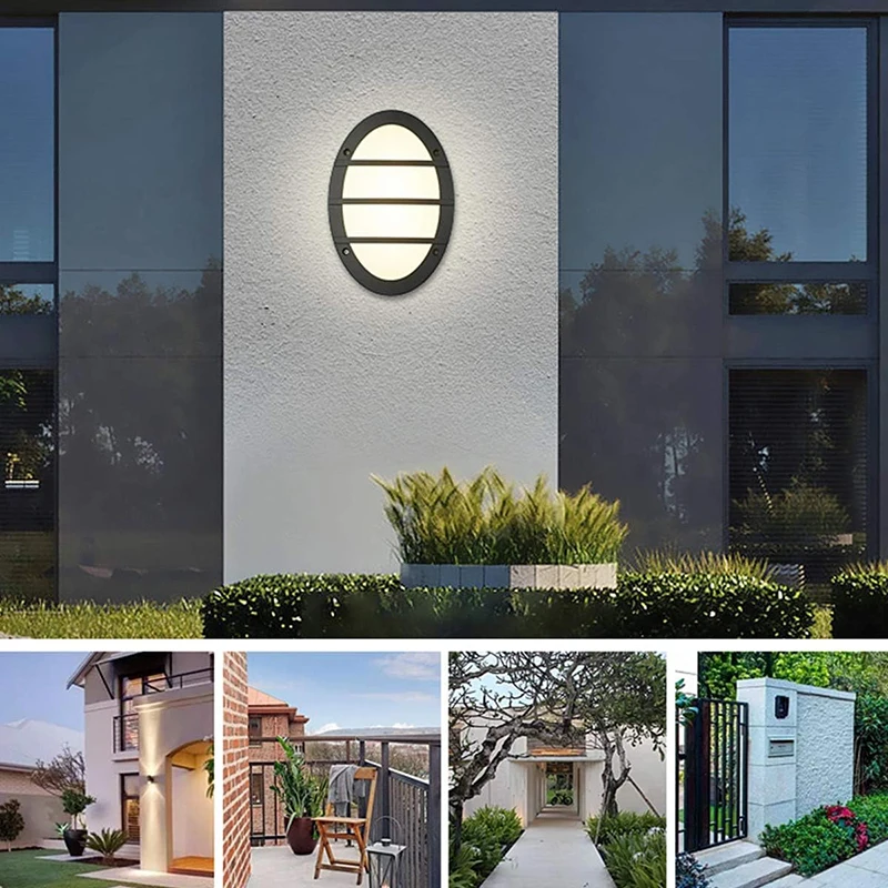 aluminum material oval shape E27 LED 24W outdoor wall lamp surfaced mounted bulkhead led wall light