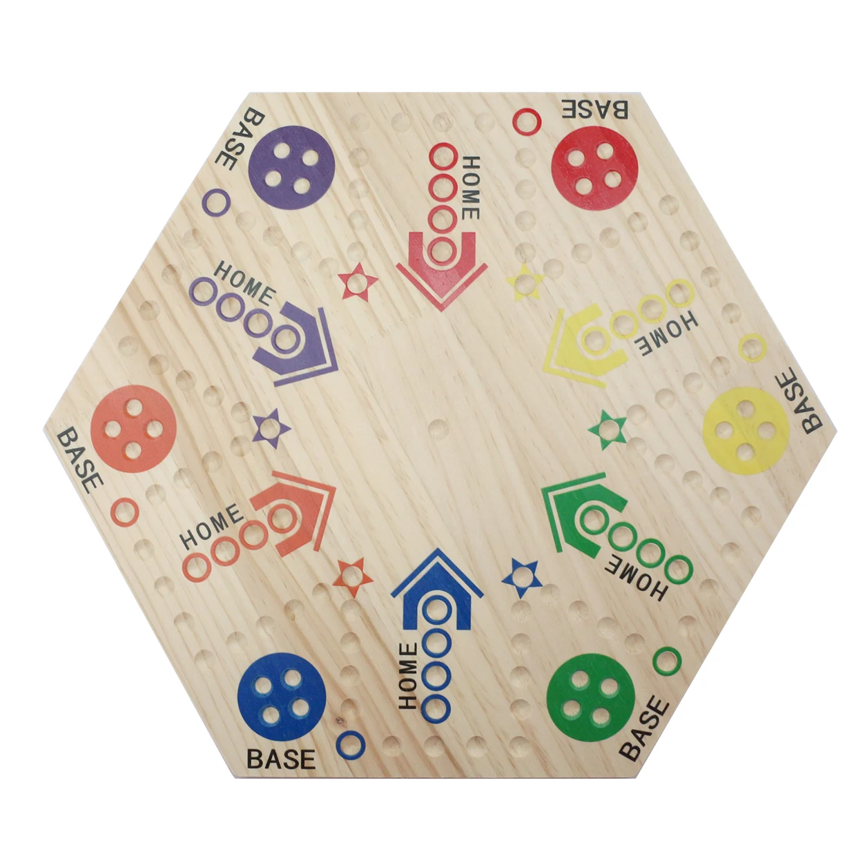 Marble Board Game Double-Sided Wooden Board with 30 Marbles  6 Dice Colorful Wahoo Marble Ludo Game Kit for 2-6 Players