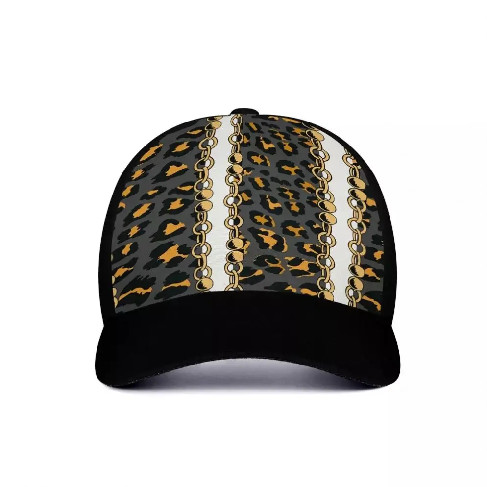 
Hot Selling Outdoor Sun Cap Baseball Sports Cap Outdoor High Quality Cap Leopard And Chain Custom Pattern 