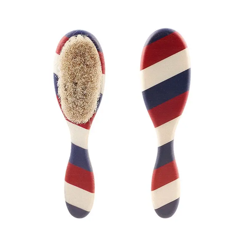 Natural Horse Hair Bristle Beard Brush Care Grooming Comb Wooden Massage Comb Custom Logo Beard Brush