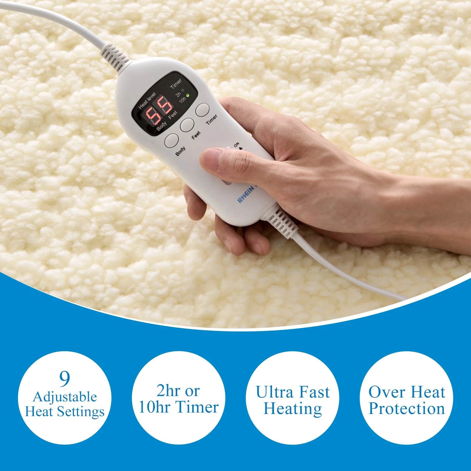 Multizone Fitted Electric Blanket Queen Size Electric Underblanket Blanket Warmers for Home