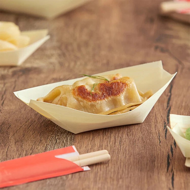 Shende Custom Biodegradable Disposable Wood sushi Serving Boat For Party