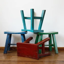 Handmade distressed paint furniture  finish Chinese tenon  joint stool antique chair reclaimed paint quality stool