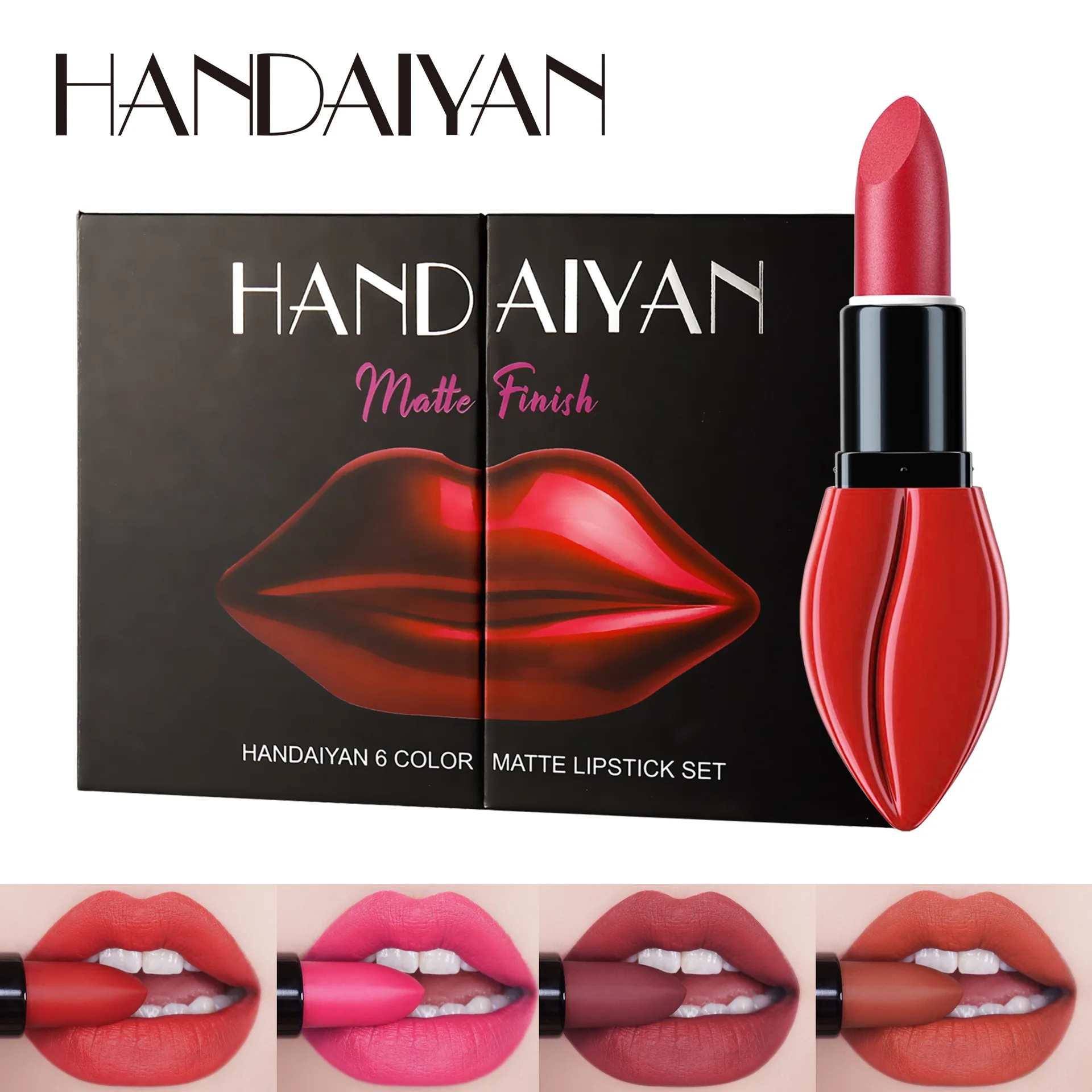 Handaiyan 6pcs handaiyan lipstick set Waterproof Moist Wholesale Long-lasting Velvet Lipstick Set Matte Non-stick Cup Lip Glaze