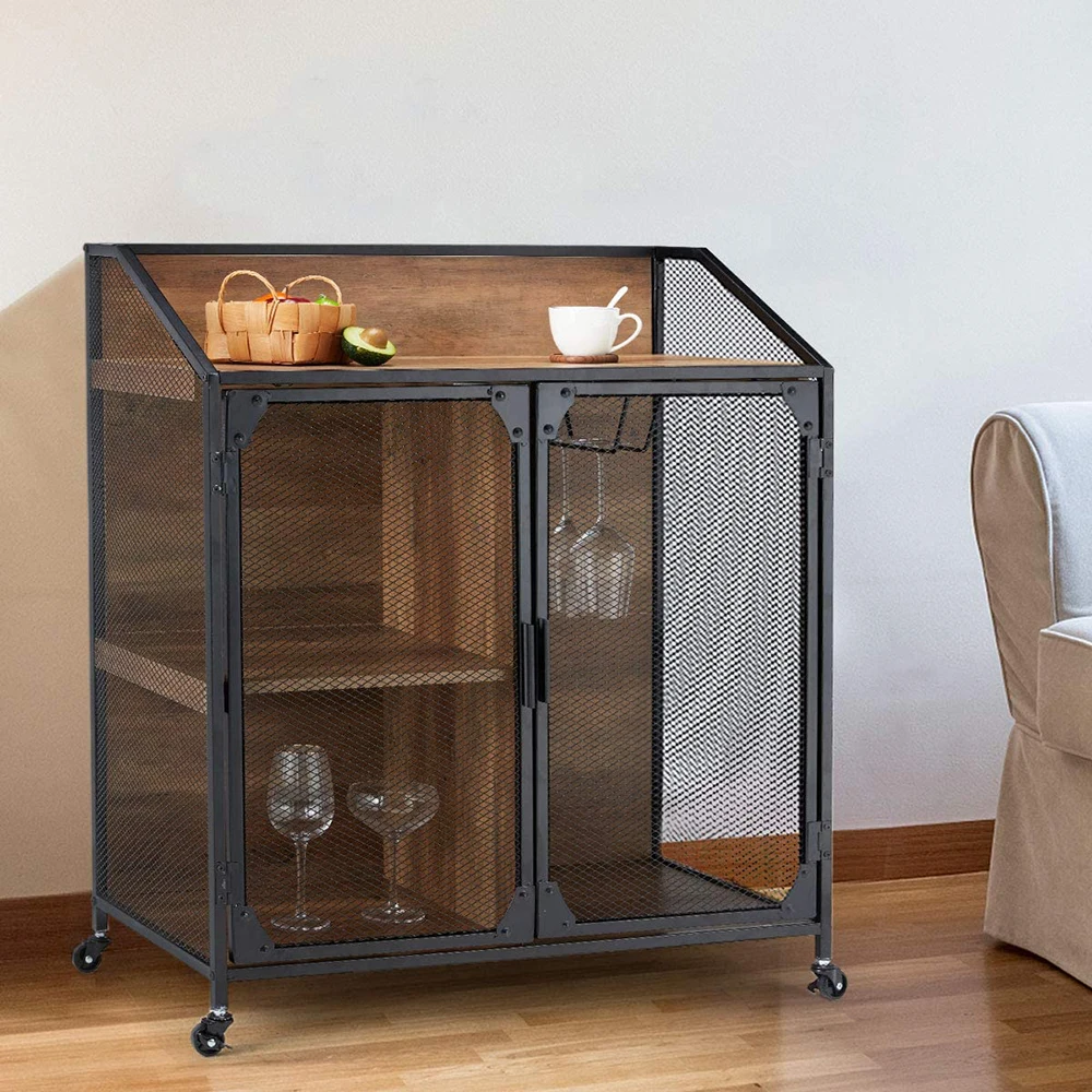Industrial Metal Mesh Buffet Entryway Storage Cabinet Doors tv Cabinet