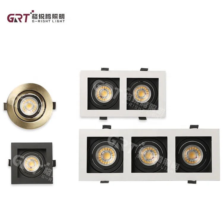 Antiglare Double Heads Fixture Living Room MR16 G5.3 COB Square Ceiling GU10 LED Downlight